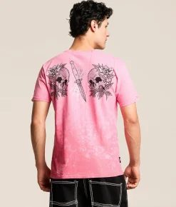Tops|Graphic T-Shirts | Affliction Shrouded Mob T-Shirt Pink Drink Reactive