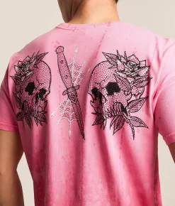 Tops|Graphic T-Shirts | Affliction Shrouded Mob T-Shirt Pink Drink Reactive