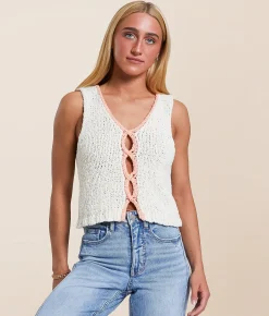 Tops | Free People Sicily Sweater Tank Top Ivory Combo