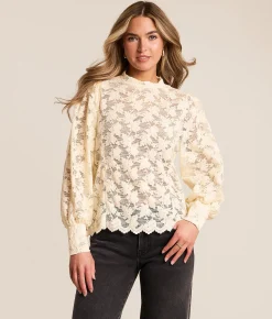 Tops | Daytrip Side Tie Lace Top Cream
