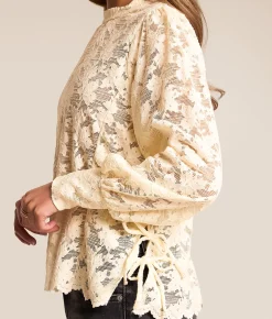 Tops | Daytrip Side Tie Lace Top Cream