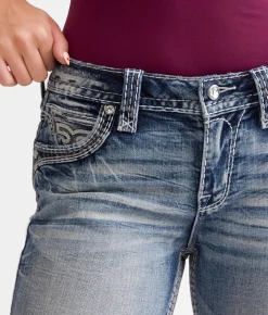 Rock Revival Sidonie Easy Mid-Rise Cuffed Stretch Capri Jean Sidonie EC202 Outlet