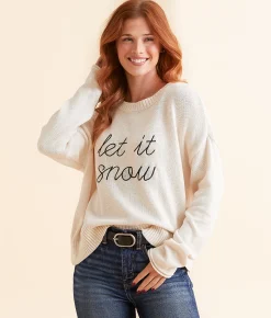 Z Supply Sienna Let It Snow Sweater Winter White Hot