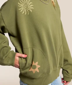 Billabong Sightseer Wave Oversized Pullover Martini Olive Hot