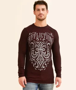 Affliction Silent Endeavor Reversible Thermal Apple Red Black Best