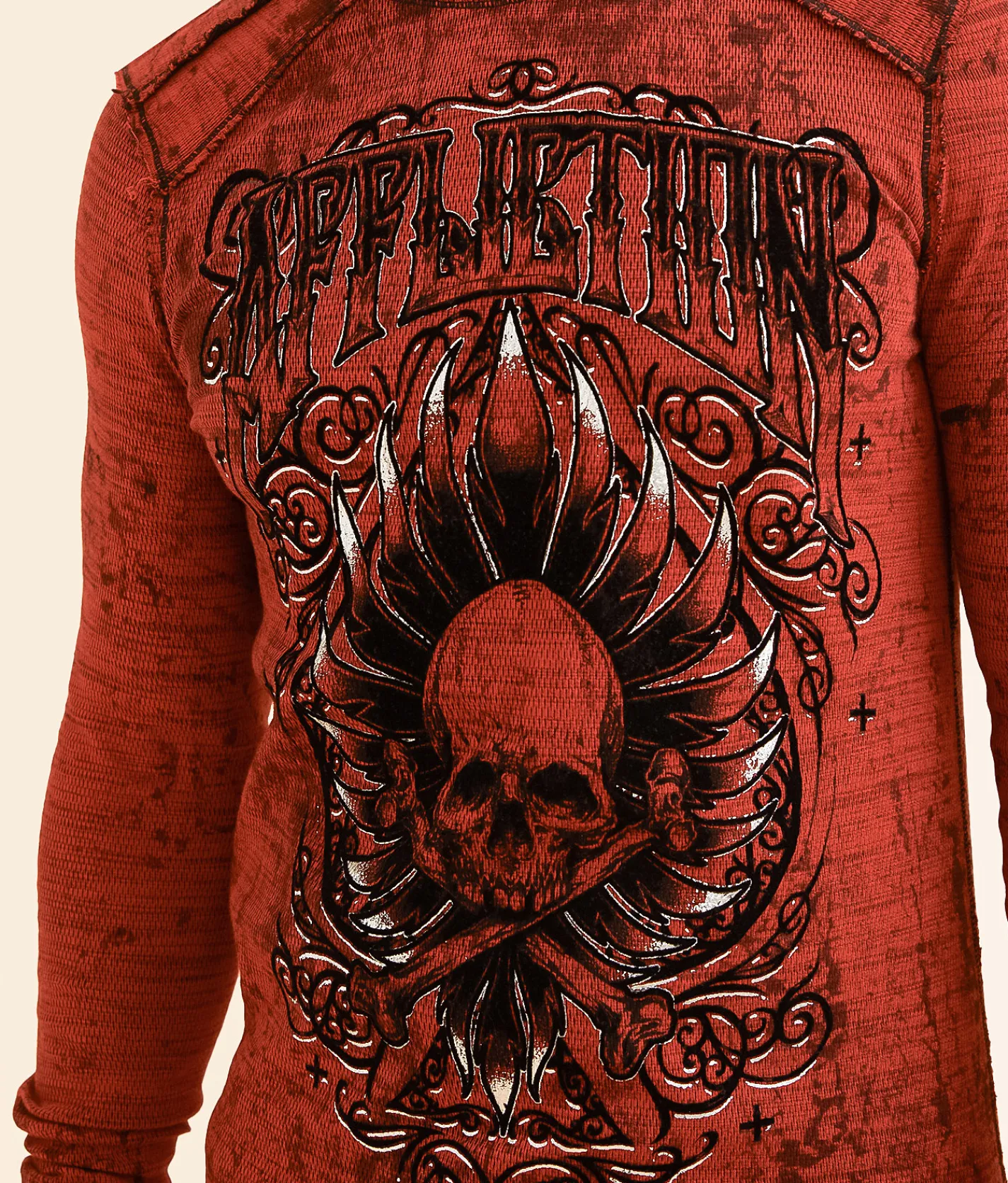 Affliction Silent Endeavor Reversible Thermal Apple Red Black Best