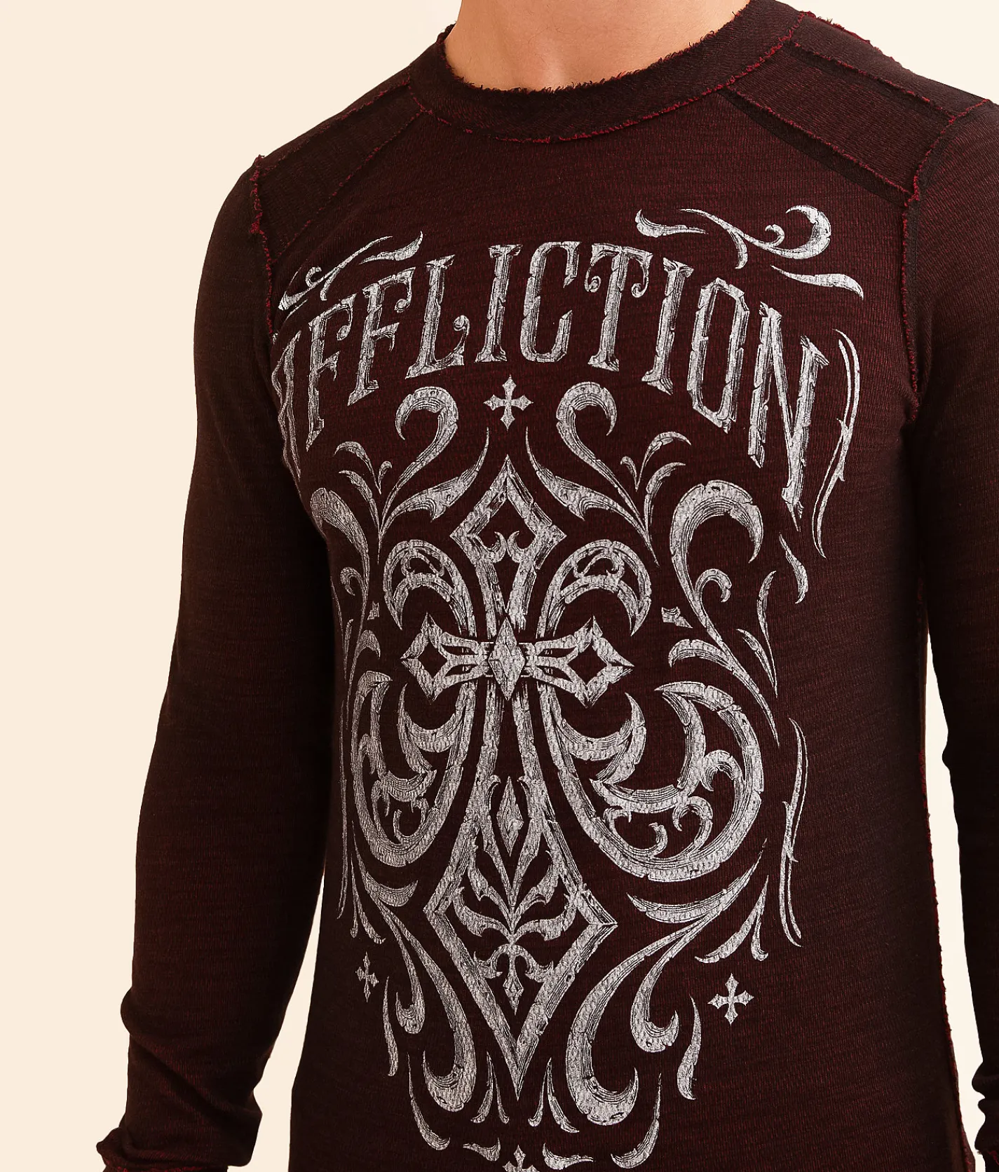 Affliction Silent Endeavor Reversible Thermal Apple Red Black Best