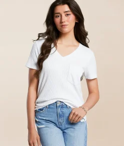 Tops | White Crow Silky Ribbed Knit Top White