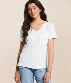 Tops | White Crow Silky Ribbed Knit Top White