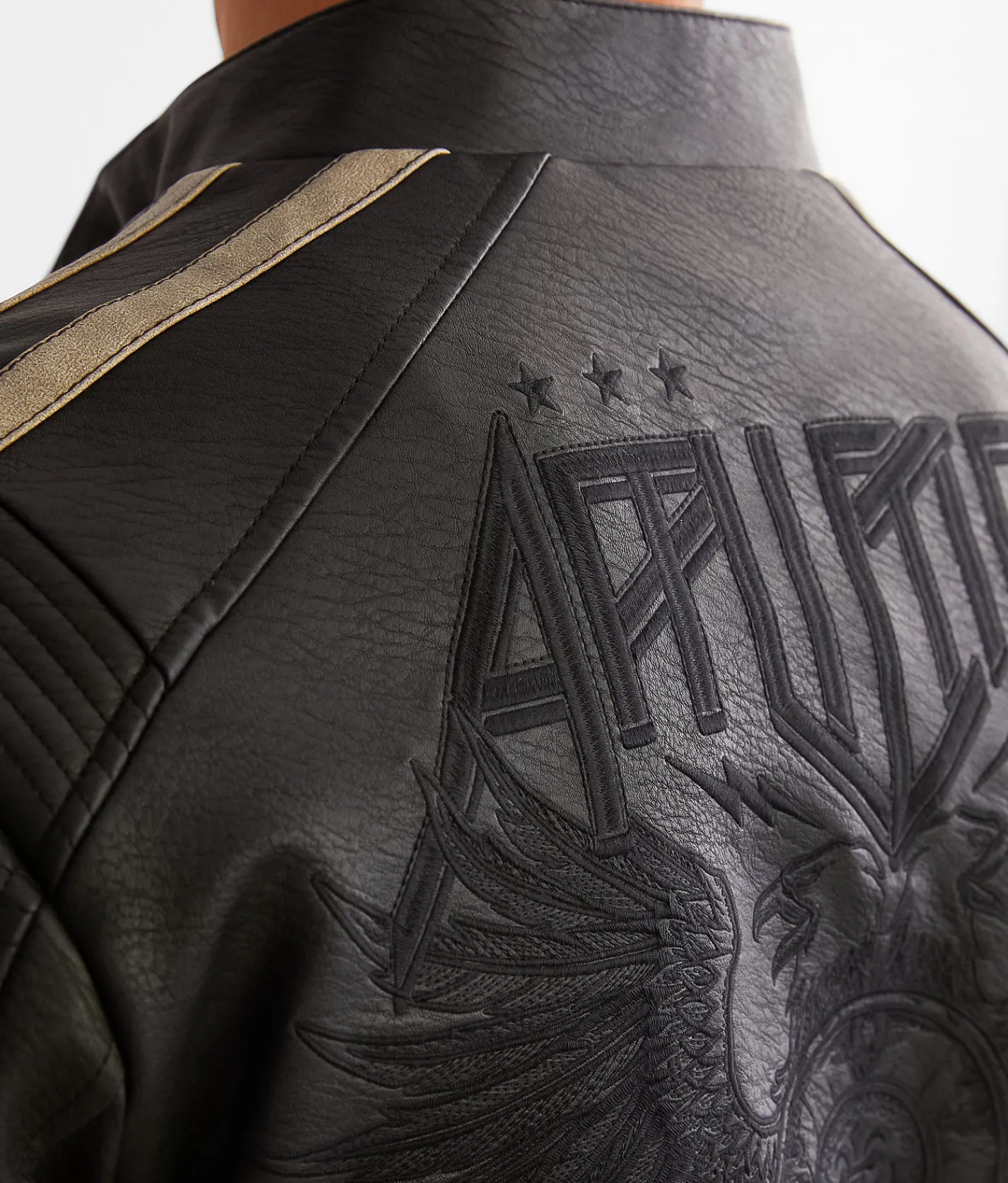 Affliction Silver Chief Faux Leather Jacket Black Outlet