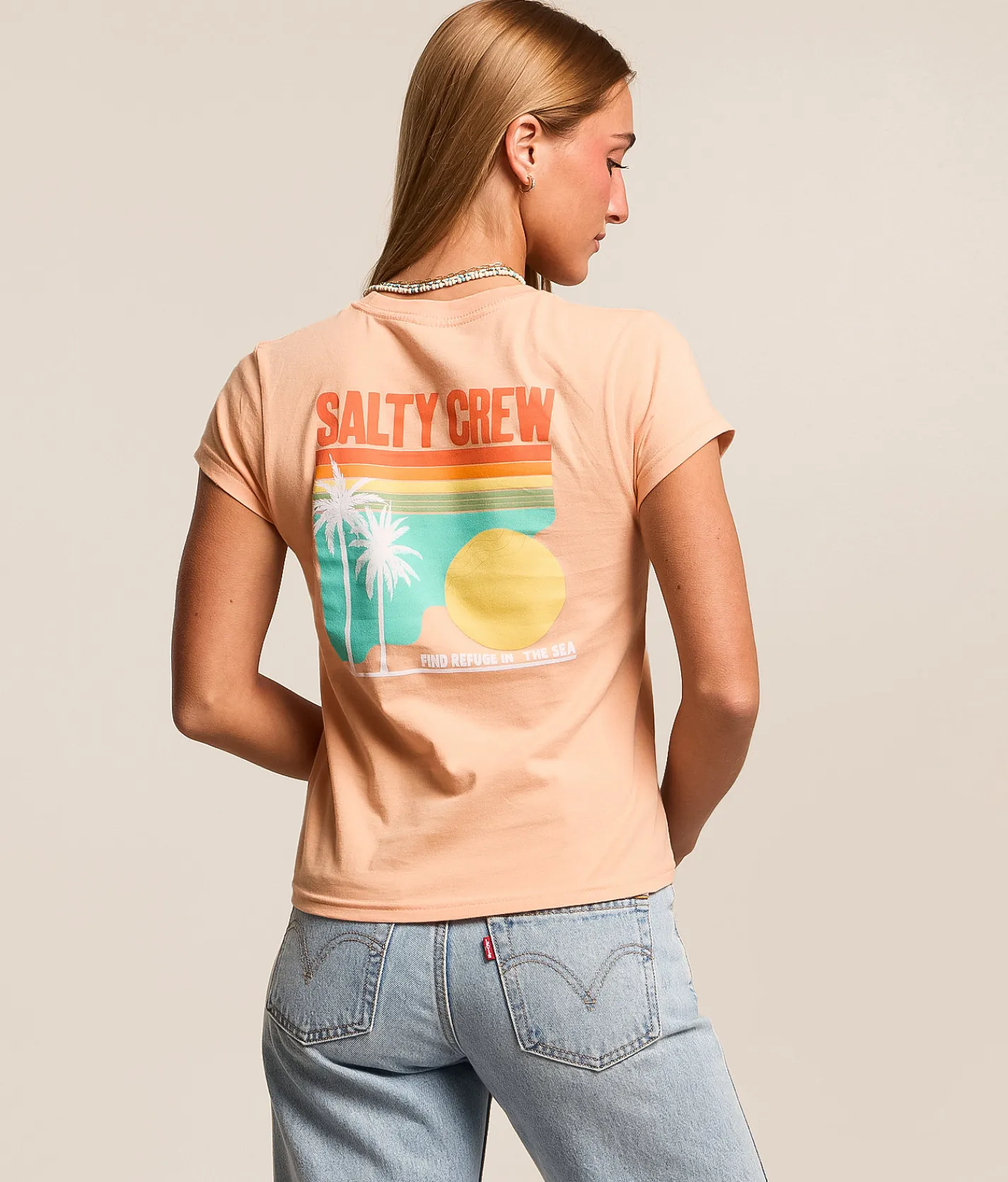 Tops | Salty Crew Simplicity Modern T-Shirt Apricot