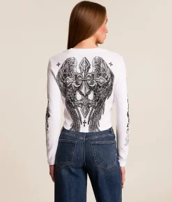 Affliction Simulation Cropped Thermal White Reactive