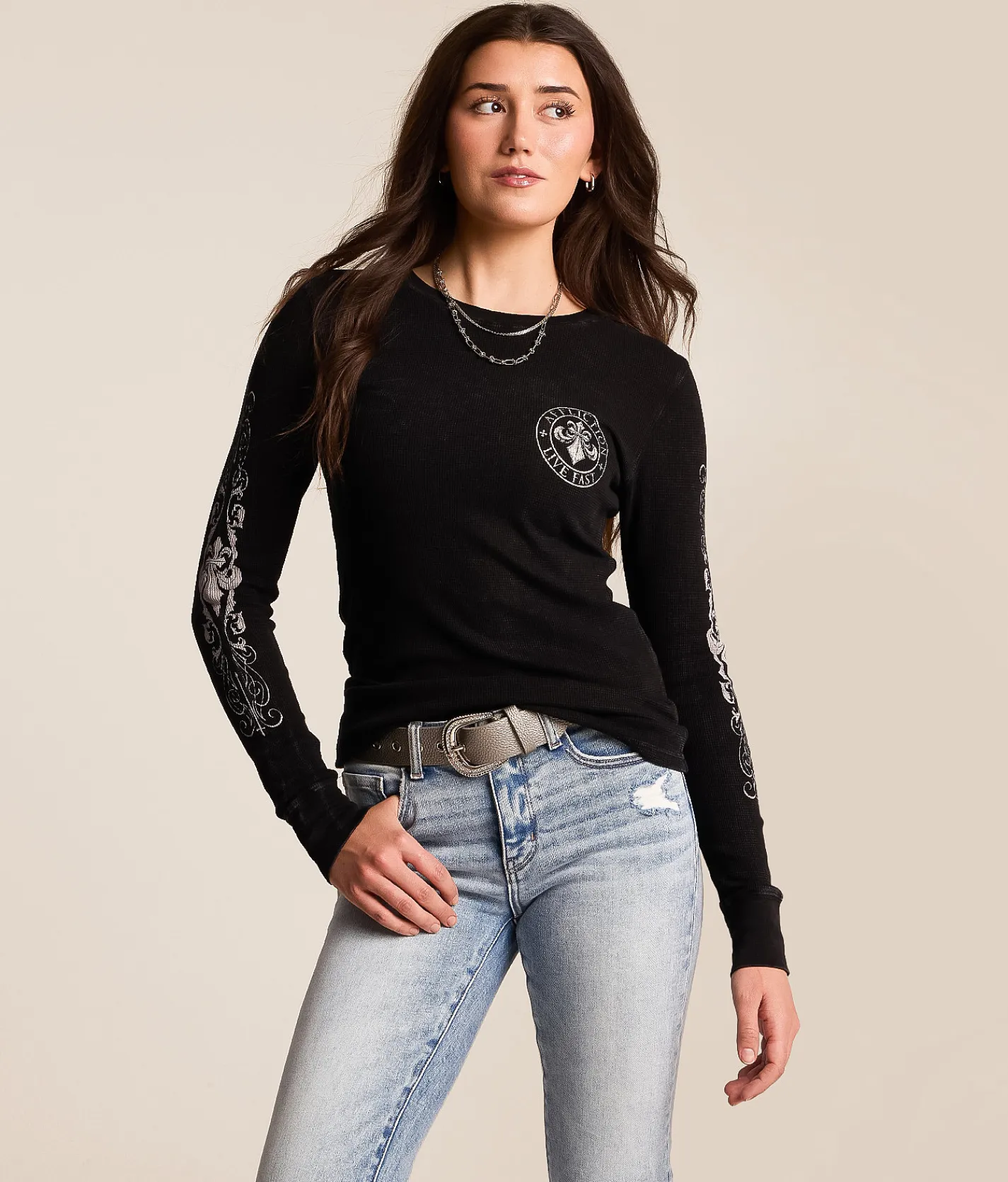 Affliction Simulation Thermal Black Lava Wash Outlet