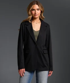 Buckle Black Single Button Blazer Black Outlet