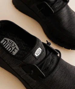 HEYDUDE™ Sirocco Jacquard Mesh Sneaker Black White Best