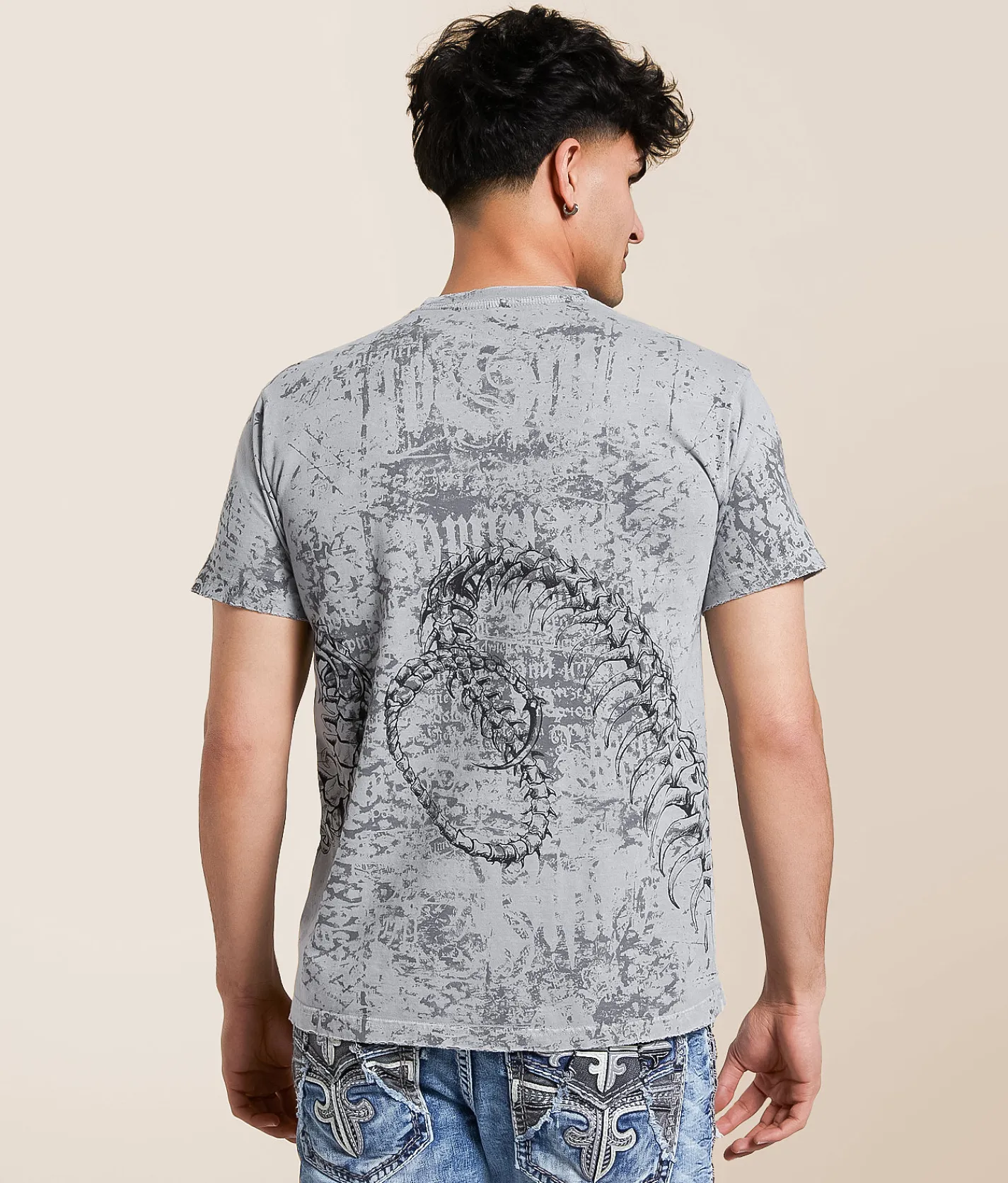 Affliction Skeletal T-Shirt Silver Lava Wash Online