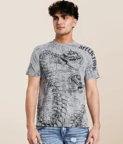 Affliction Skeletal T-Shirt Silver Lava Wash Online