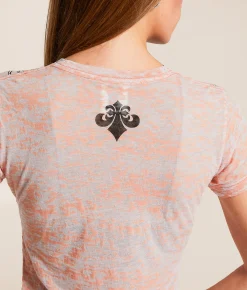 Tops | Affliction Skeleton Burnout T-Shirt Orange Burnout