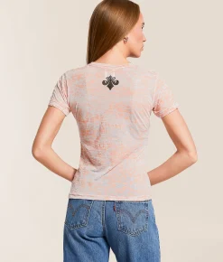 Tops | Affliction Skeleton Burnout T-Shirt Orange Burnout