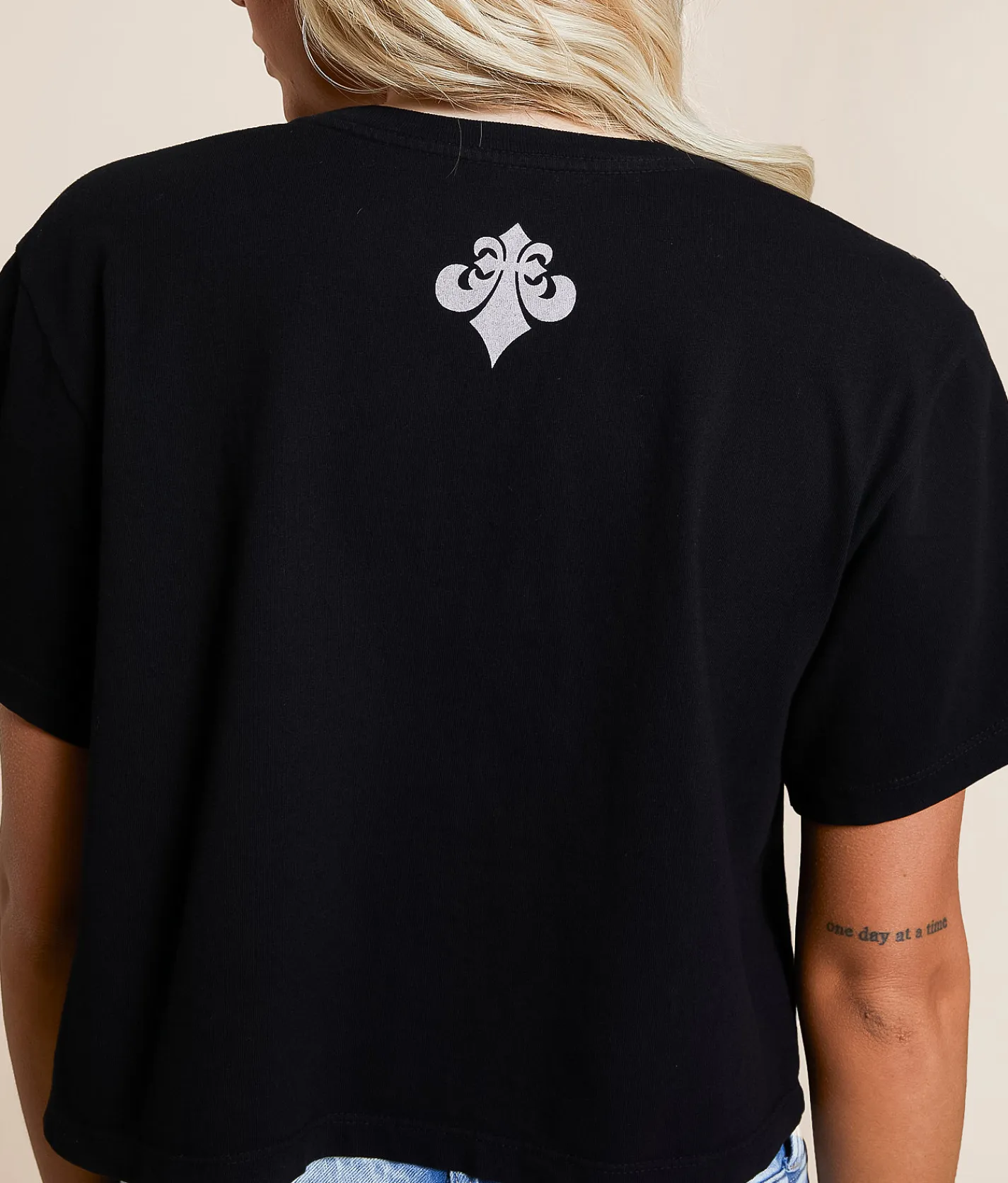 Affliction Skeleton Cropped T-Shirt Black Reactive Clearance