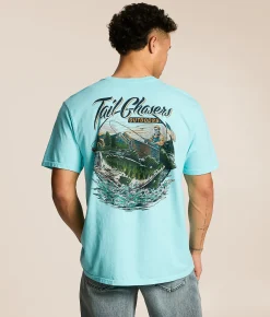 Tail Chasers Club Skeleton Fisherman T-Shirt Waterspout Pigment Dye Best