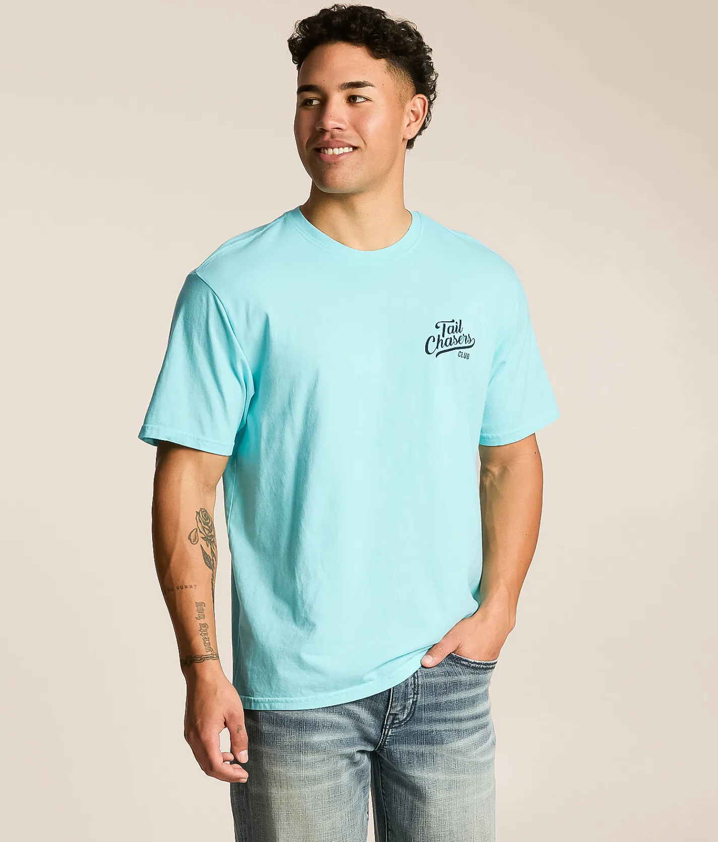 Tail Chasers Club Skeleton Fisherman T-Shirt Waterspout Pigment Dye Best