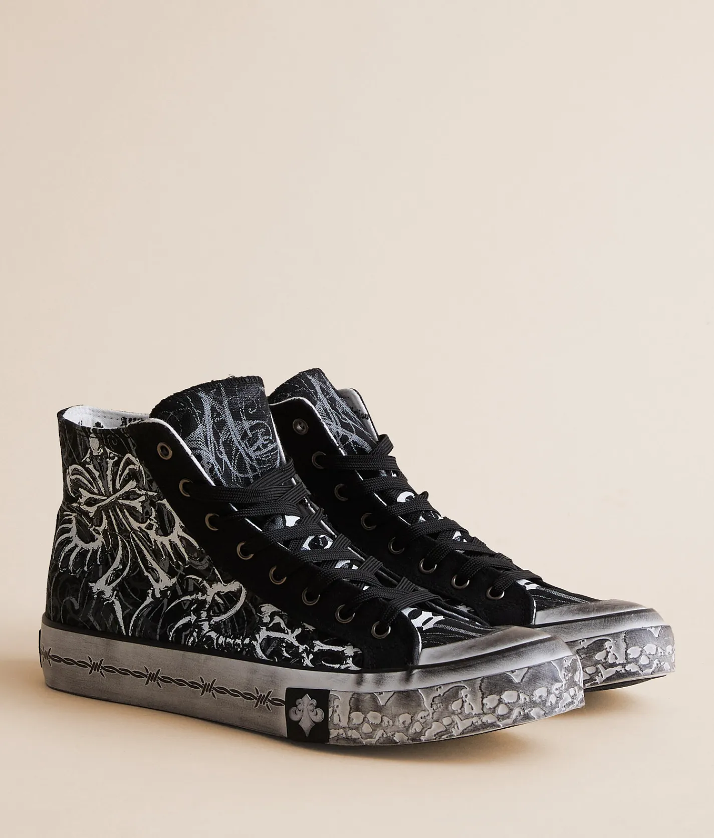 Shoes | Affliction Skeleton Hi-Top Sneaker Black