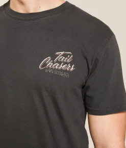Tail Chasers Club Skeleton Hunter T-Shirt Vintage Black Pigment Dye
