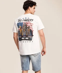 Tops|Graphic T-Shirts | Tail Chasers Club Skeleton Hunt T-Shirt Antique White