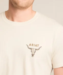 Ariat Sketch Longhorn Patriot T-Shirt Silver Birch Outlet