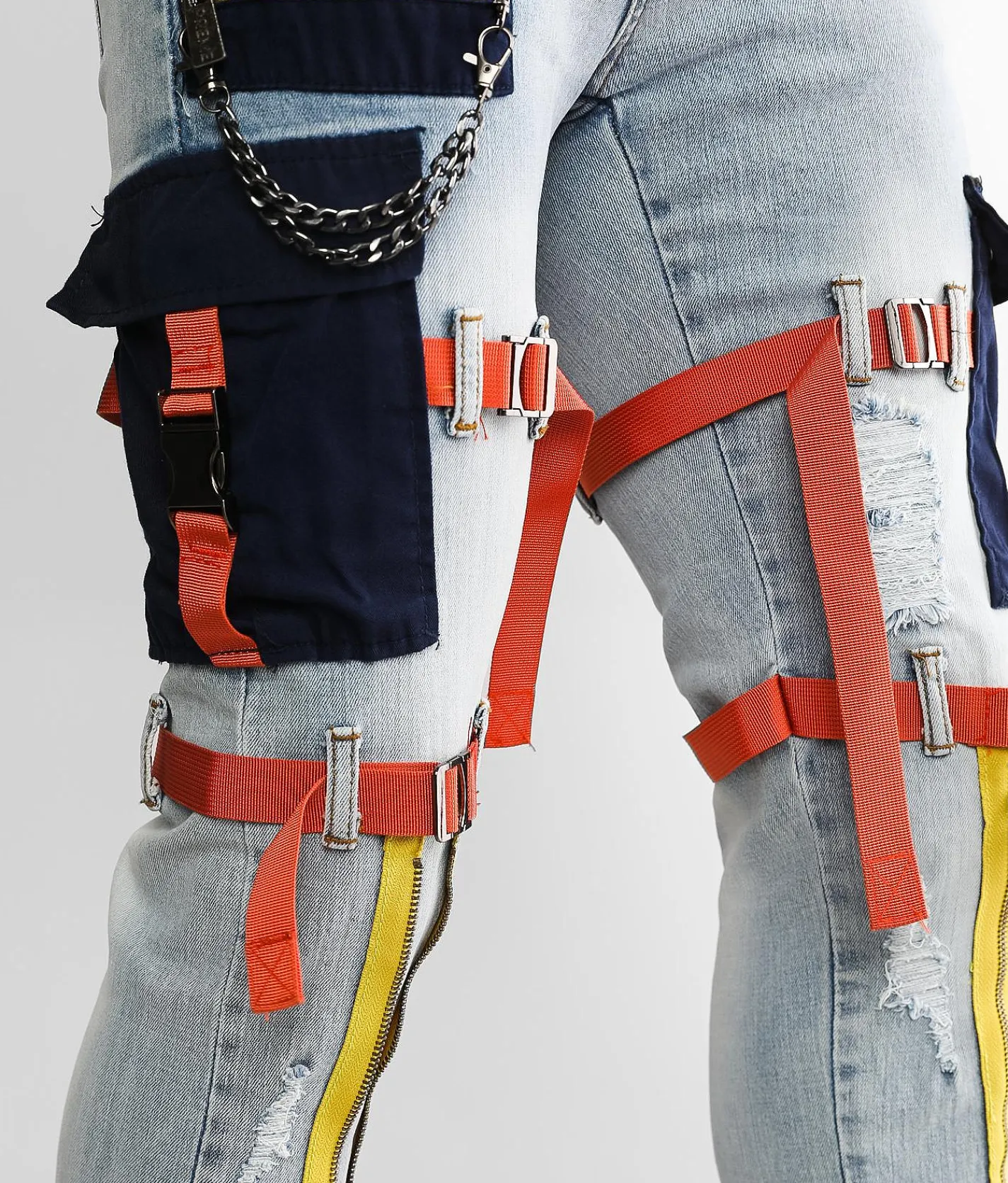 PREME Skinny Cargo Stretch Jean Indigo Navy Orange Best
