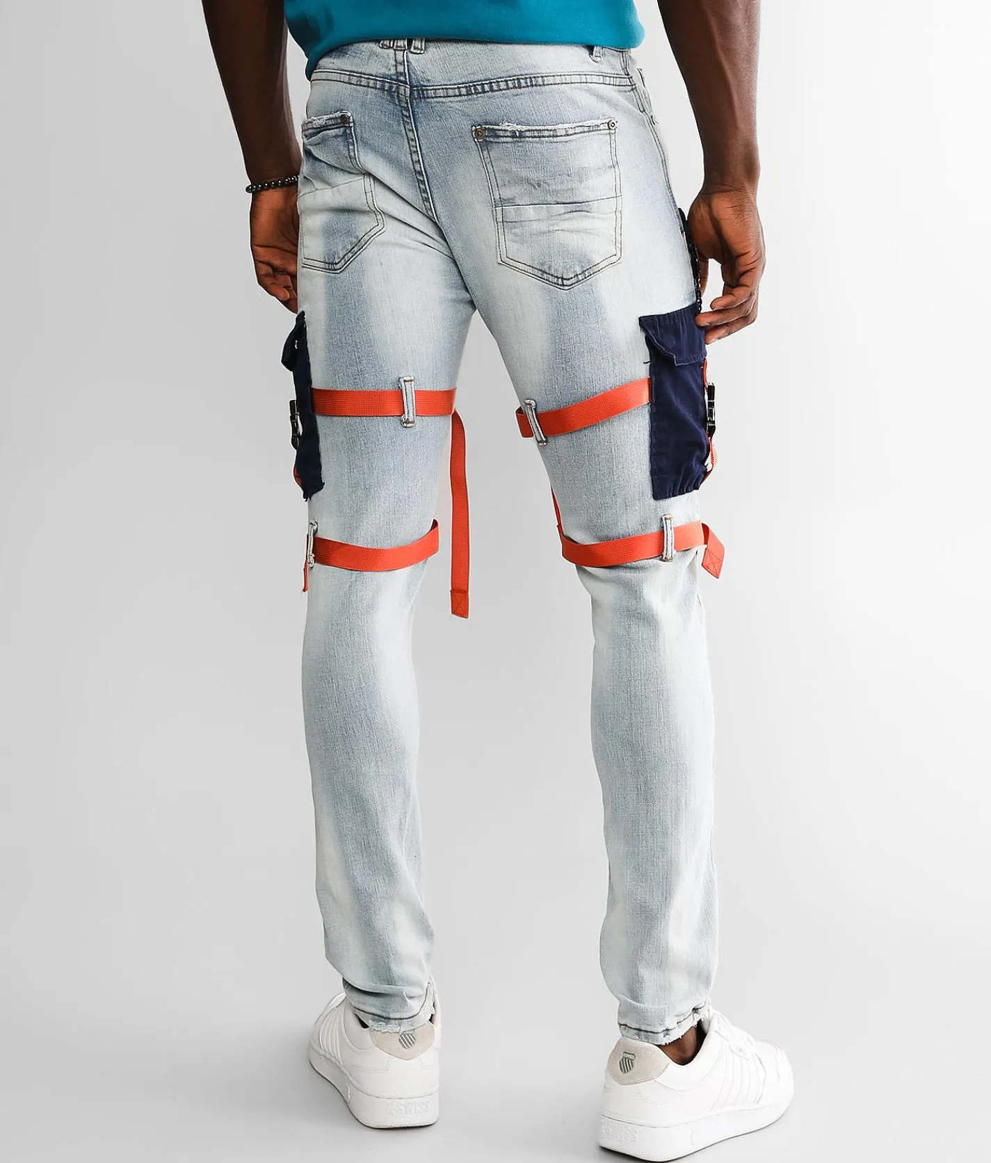 PREME Skinny Cargo Stretch Jean Indigo Navy Orange Best
