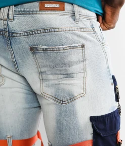 PREME Skinny Cargo Stretch Jean Indigo Navy Orange Best