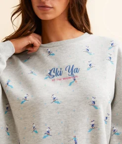 Tops | Modish Rebel Ski Ya On The Mountain Oversized Pullover Icey Heathered Grey