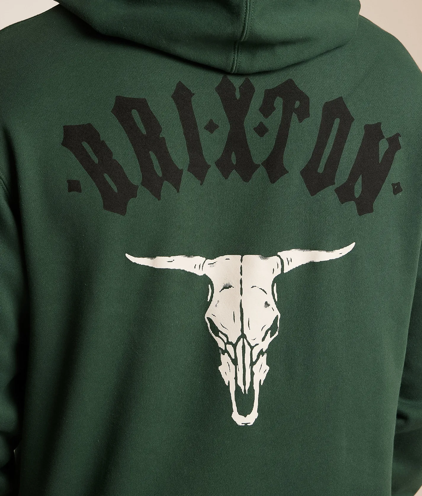 Brixton Skull Hooded Sweatshirt Alpine Green Clearance