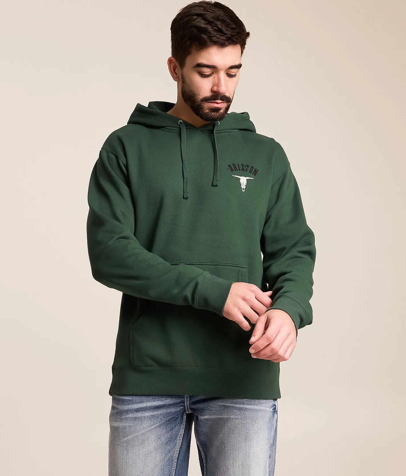 Brixton Skull Hooded Sweatshirt Alpine Green Clearance