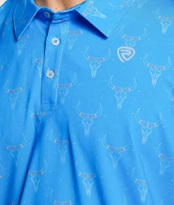 Rock & Roll Denim Skull Polo Blue Hot