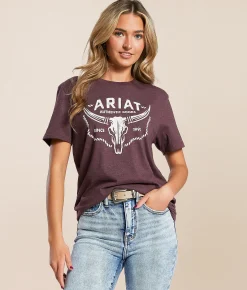Tops | Ariat Skull Rope T-Shirt Wine Heather