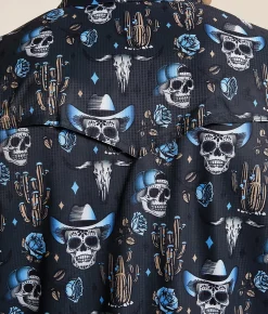Tops | Rock & Roll Denim Skull Tek Stretch Shirt Charcoal