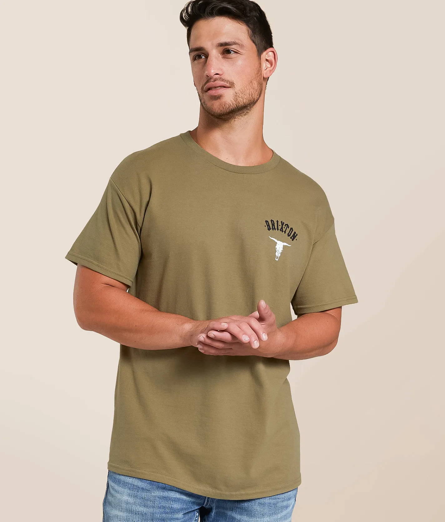 Brixton Skull T-Shirt Brown Savana Best