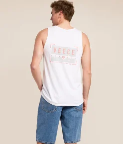 Veece Sky Glitch Tank Top White New