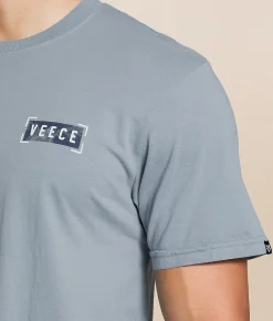 Tops|Graphic T-Shirts | Veece Sky Glitch T-Shirt Silver Blue