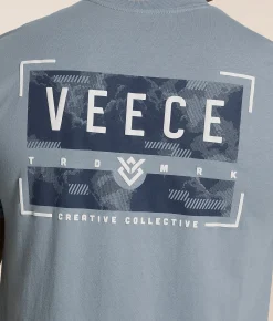 Tops|Graphic T-Shirts | Veece Sky Glitch T-Shirt Silver Blue