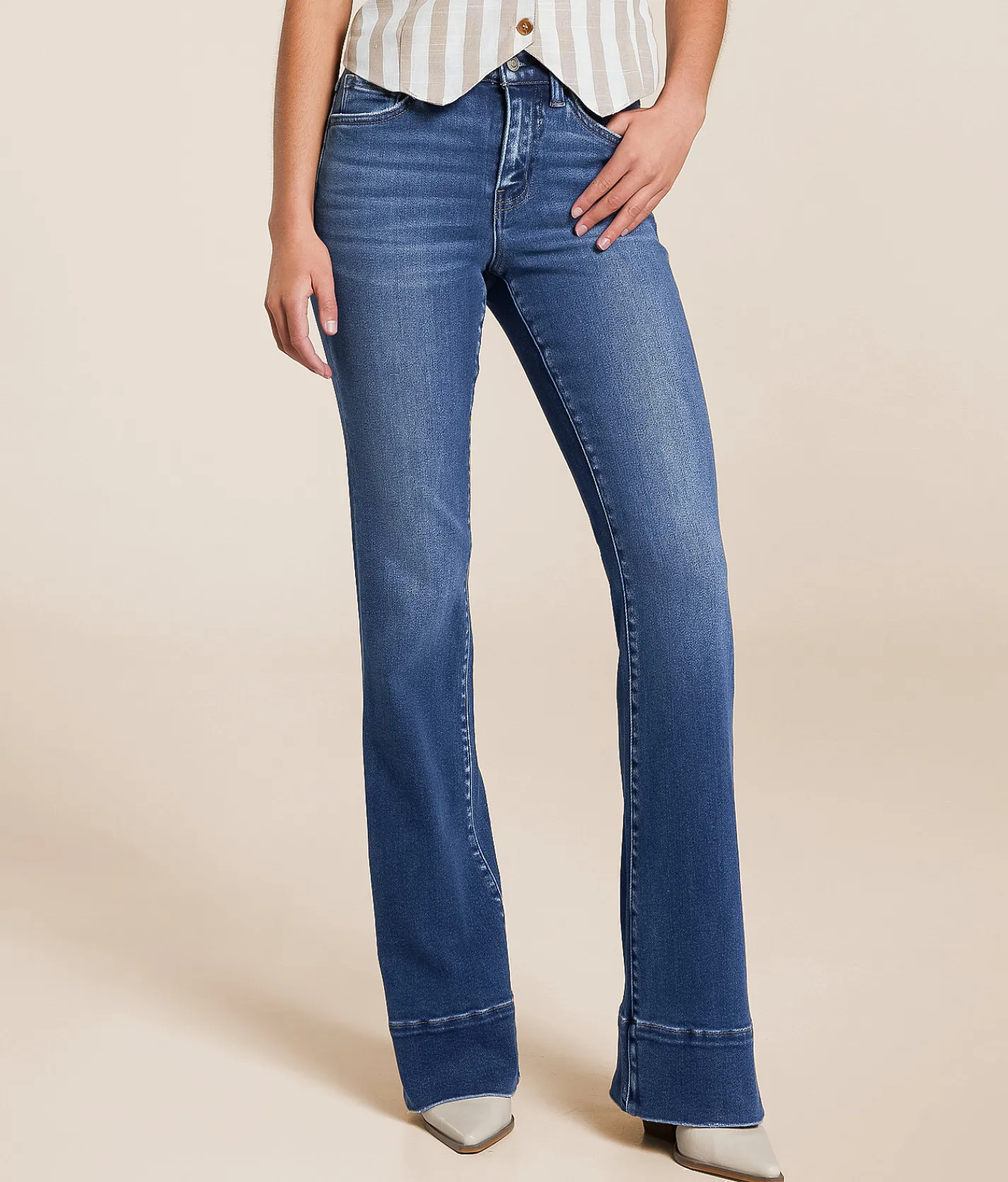 VERVET by Flying Monkey Skylar High Rise Boot Stretch Jean Snowdrop Outlet
