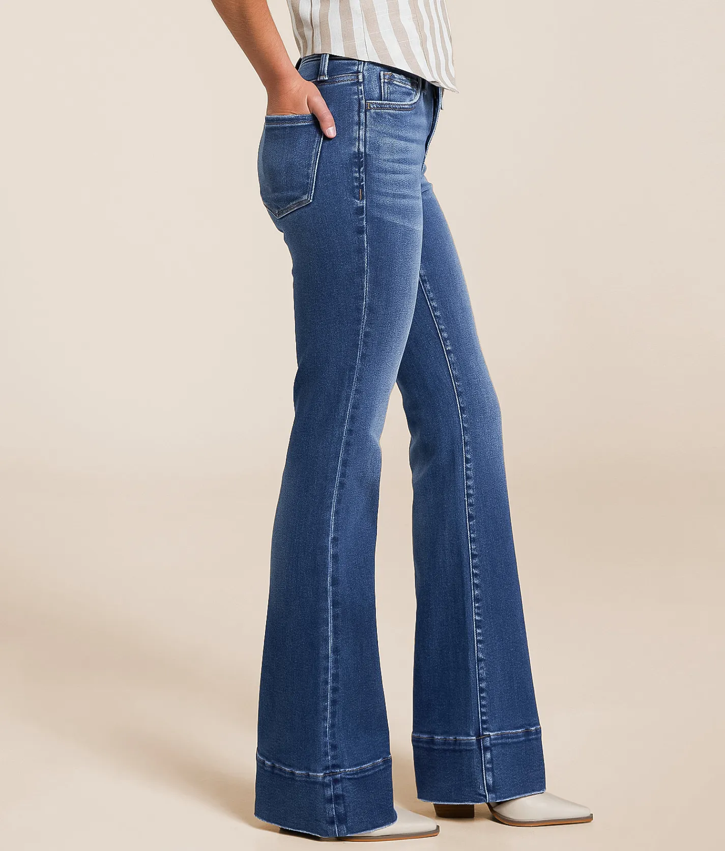 VERVET by Flying Monkey Skylar High Rise Boot Stretch Jean Snowdrop Outlet