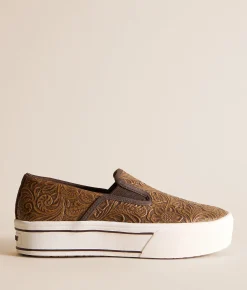 Shoes | Ariat Skylar Tooled Leather Shoe Brown Floral Emboss