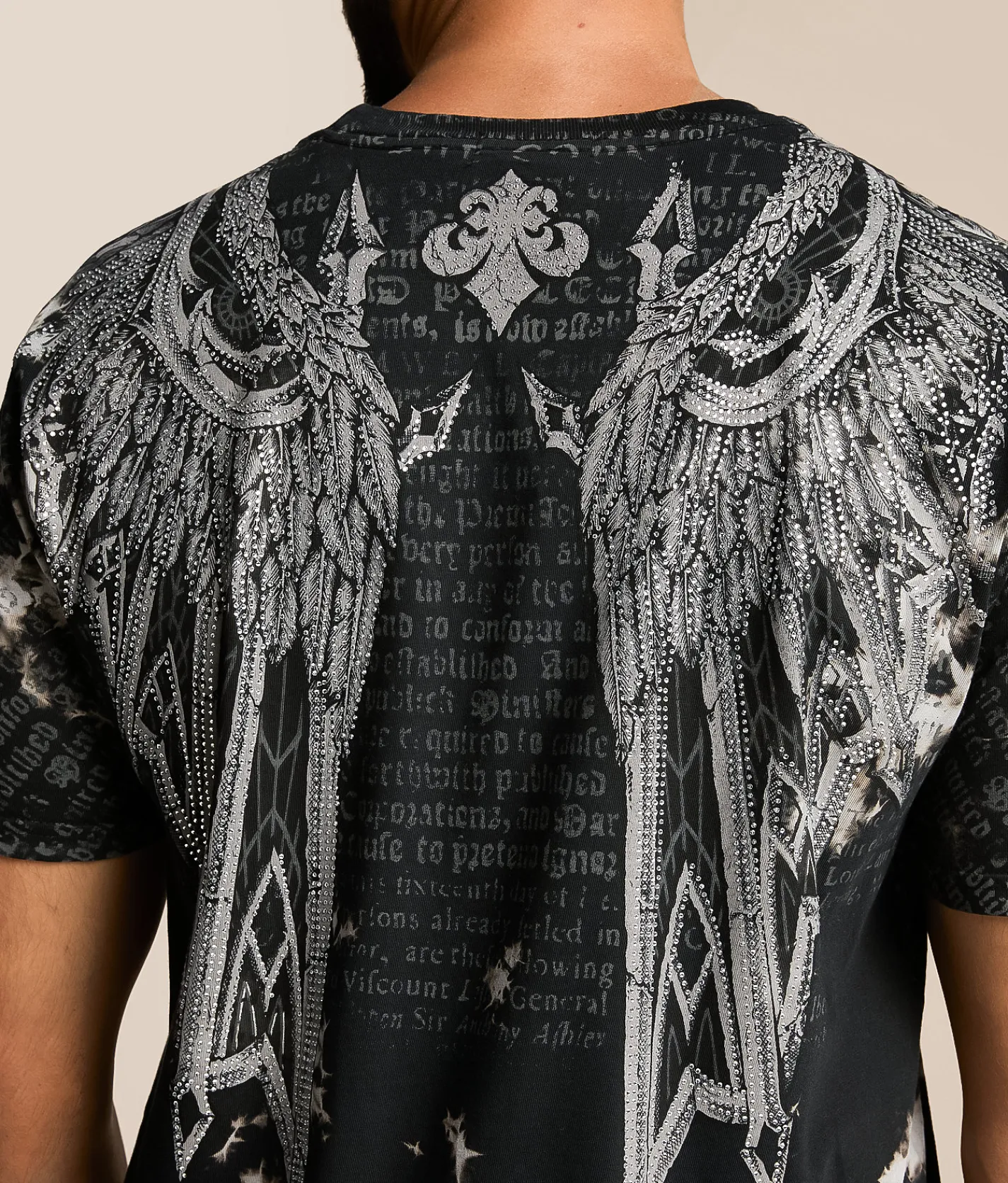 Tops|Graphic T-Shirts | Affliction Skyward Crown T-Shirt Black Sand Crystal Wash