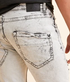 Smuggler's Moon Slim Straight Stretch Jean Grey Acid Wash Best