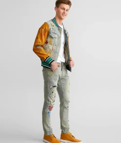 First Row® Slim Straight Stretch Jean Light Stone Tint Outlet