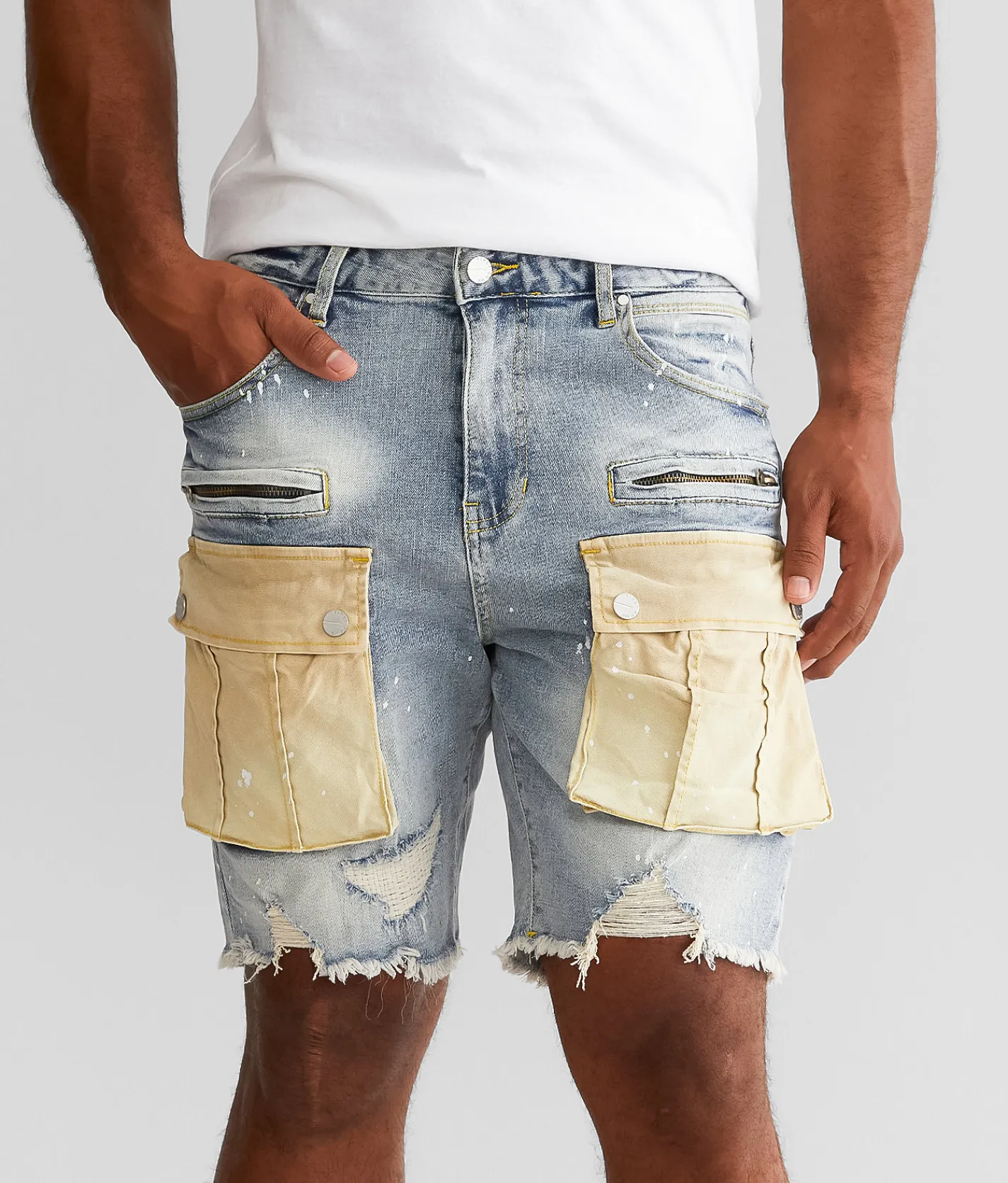 Bottoms|Shorts | First Row® Slim Stretch Short Light Stone Tint